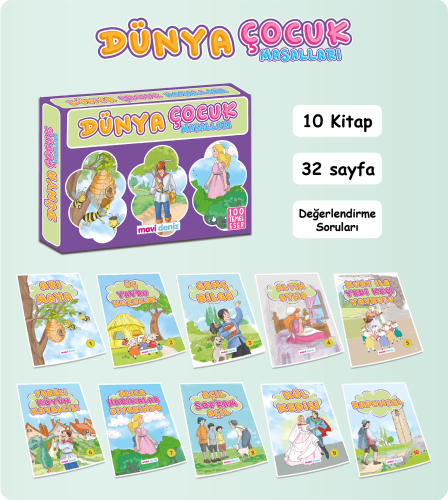 Mavi Deniz 2. ve 3. Sınıf Dünya Çocuk Masalları 10 Kitap